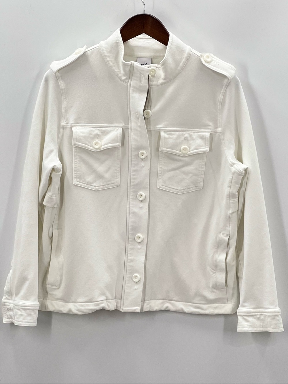 472 CAbi Medium white 'Lighthouse Jacket' with chest pockets
